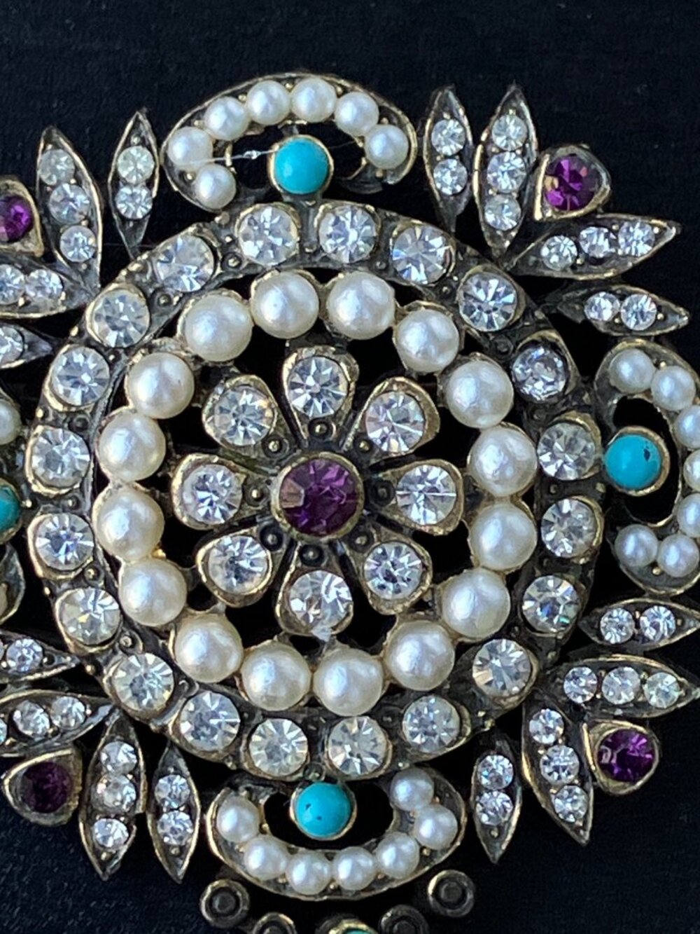 Kramer Rhinestone Pearl Dangle Pendant/Brooch - Picture 8 of 12